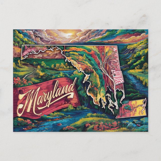 Die lebendige Maryland Karte Kunst (Vorderseite)