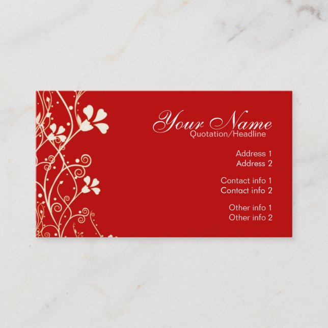 Die lebendige Red Florali Business Card Visitenkarte (Vorderseite)