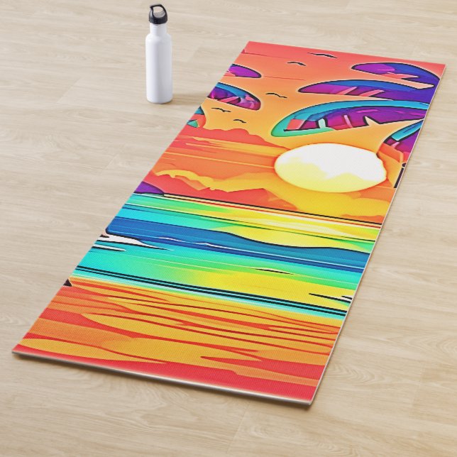 Die lebendige tropische Sonnenuntergangsart Yogamatte (Beispiel)
