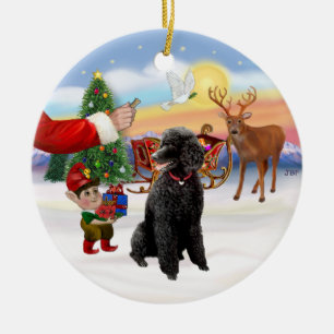 Die Leckerei des Weihnachtsmanns - Schwarzer Stand Keramikornament