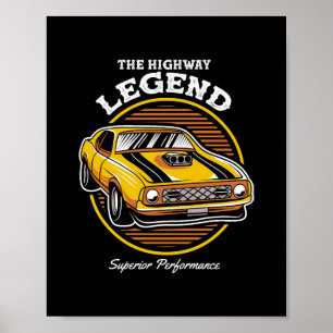 Die Legende des Highway-Muscle-Cars im Retro-Desig Poster