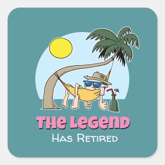 Die Legende hat den lustigen Chill-Hammock-Cartoon Quadratischer Aufkleber (Vorderseite)