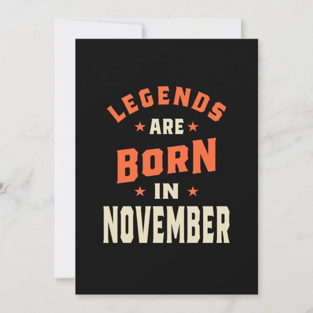Die Legenden sind im November - November zum Gebur Einladung (Vorderseite)