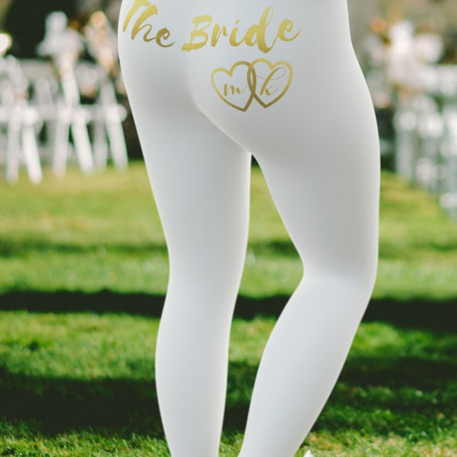 Die Leggings der Brautgoldherzen-Hochzeit (Add your initials to the gold entwined hearts. Perfect leggings to wear at your bachelorette party)