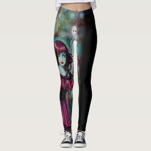 Die Leggings der Lächelnden Mond Halloween Fantasy