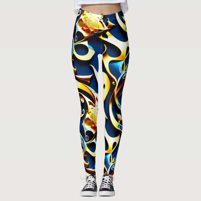 Die Leggings des Golden Blue Arabesque (Vorderseite)