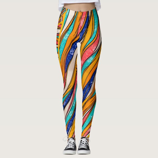 Die Leggings des pulsierenden Regenbogenmusters (Vorderseite)