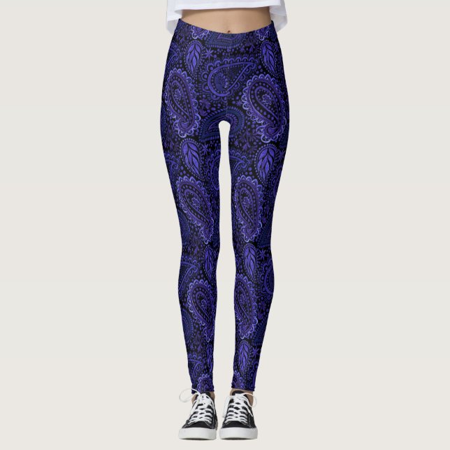 Die Leggings reicher tiefpurpurner Paisley-Frauen (Vorderseite)