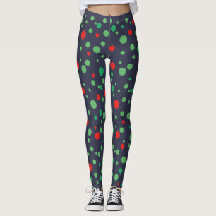 Die Leggings sind grün und rot gestrichelt