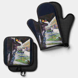 Die leichtere Seite der Lavender Street, Singapur Ofenhandschuh & Topflappen-Set