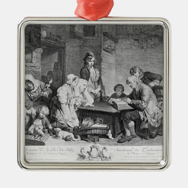 Die Lesung der Bibel Silbernes Ornament (Vorne)