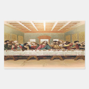 Die letzte Vintage Kunst des Abendmahls Rechteckiger Aufkleber