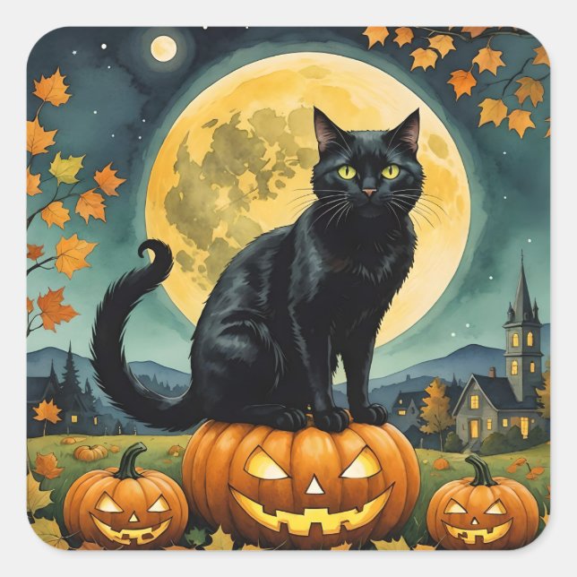 Die leuchtenden Augen von Halloween Quadratischer Aufkleber (Vorderseite)