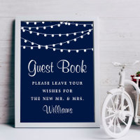 Die Lichterketten auf der Navy-Blue-Hochzeitskolle