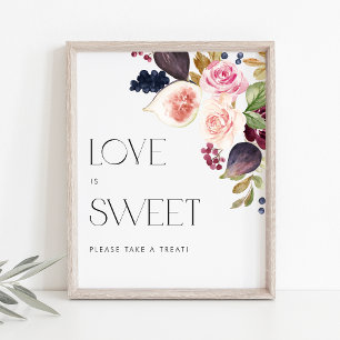 Die Liebe der Aquarellbilder und der Berry-Floral  Poster