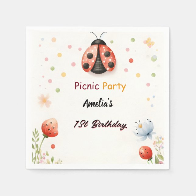 Die Liebe der Mädchen Bug Picnic Polka Dot 1. Gebu Serviette (Vorderseite)