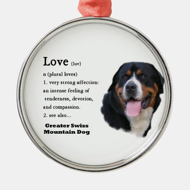Die Liebe des Schweizer Hundes ist... Silbernes Ornament (Vorne)
