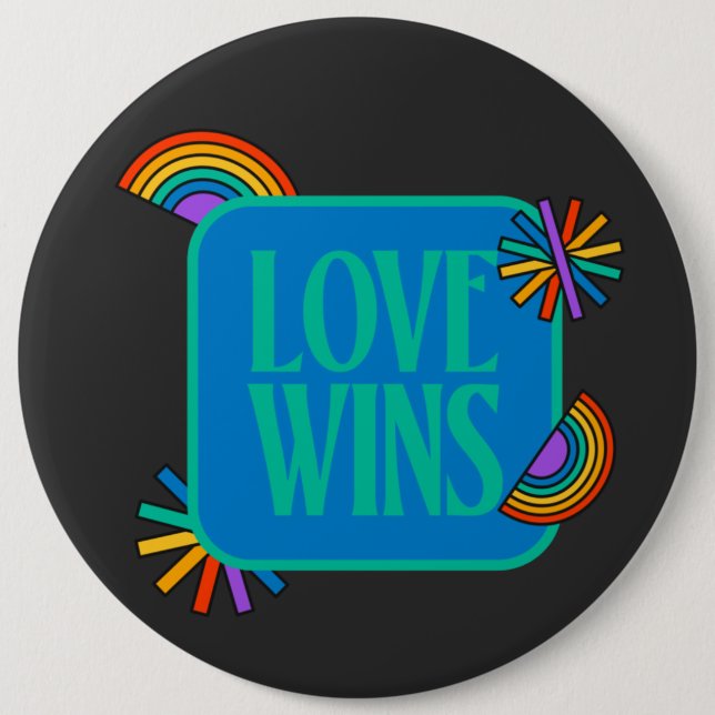Die Liebe gewinnt. Gay rainbow lgbtq Button (Vorderseite)