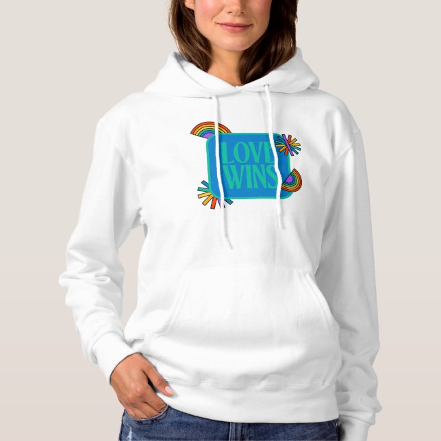 Die Liebe gewinnt. Gay Regenbogen lgbtq Hoodie (Vorderseite)