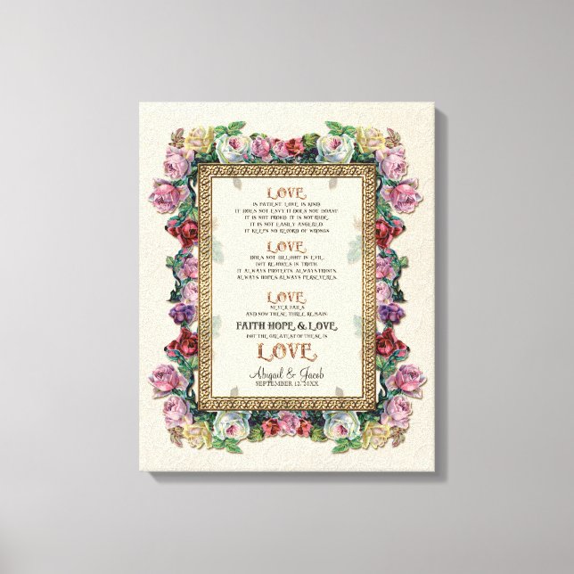 Die Liebe "Gold Brocade Floral" ist Personalisiert Leinwanddruck (Vorderseite)