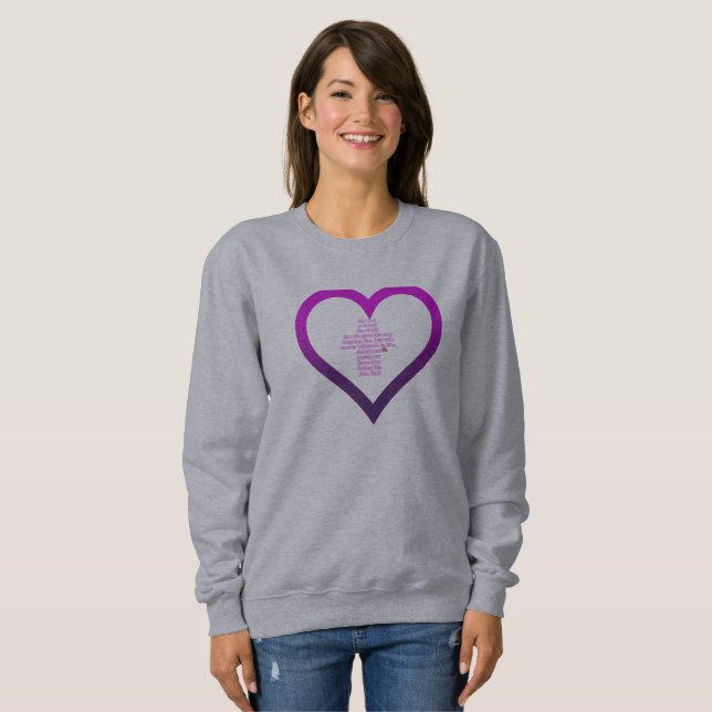 Die Liebe-Grau-Sweatshirt des Gottes Sweatshirt (Vorne ganz)