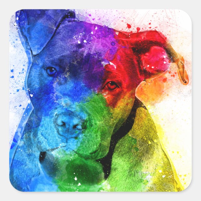 Die Liebe ist ein Pitbull Quadratischer Aufkleber (Vorderseite)