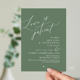 Die Liebe ist geduldig, Hochzeit Aufschub Ankündig Einladung