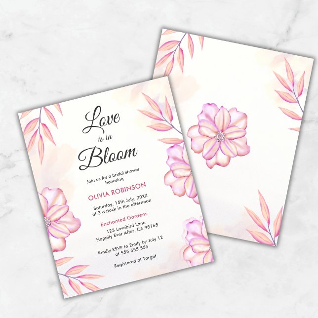 Die Liebe ist in Bloom Bridal Dusche Einladung (Budget Love is in Bloom Watercolor Floral Spring Bridal Shower Invitation  )