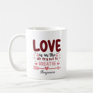 Die Liebe ist in der Luft versuchen, den Valentins Kaffeetasse