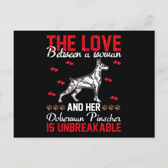 Die Liebe ist unzerbrechlich Doberman Pinscher Postkarte (Vorderseite)