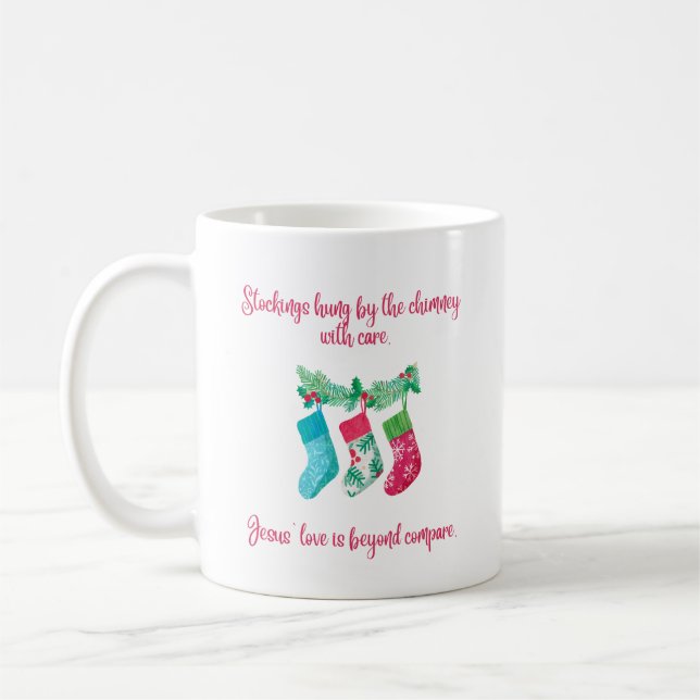 Die Liebe Jesu ist über den Vergleich von Weihnach Kaffeetasse (Links)