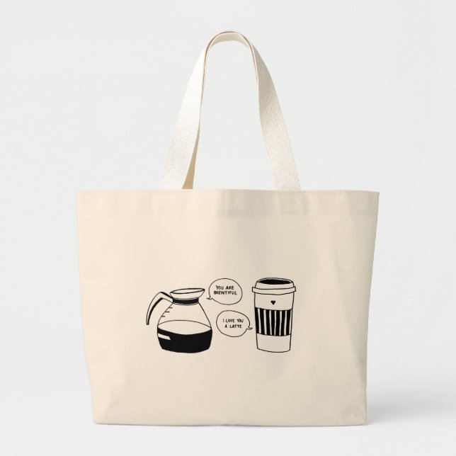 Die Liebe Kaffee Latte Valentines Jumbo Stoffbeutel (Vorne)