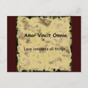 DIE LIEBE Latin Amor Vincit Omnia KONQUERT ALLES Postkarte