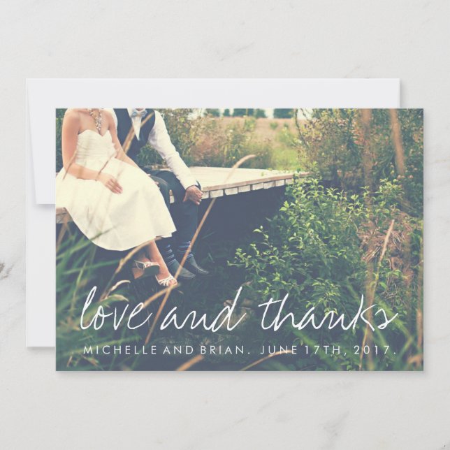 Die Liebe und Dank, die Foto Wedding sind, dankt Dankeskarte (Vorderseite)