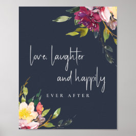 Die Liebe von Burgund-Bläsernern in Navy Blush Poster