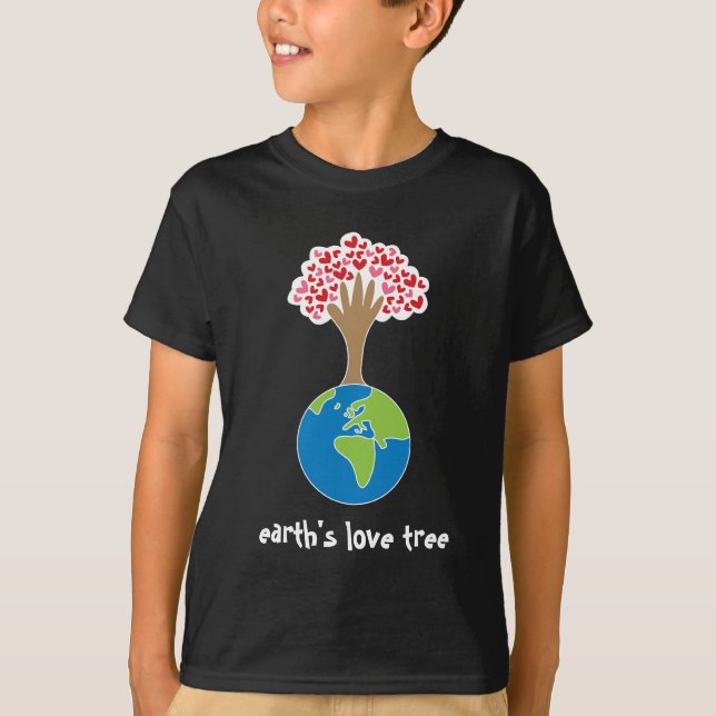 Die Liebe wird von Hand und Rot- und Rosa-Herz-Bau T-Shirt (Vorderseite)