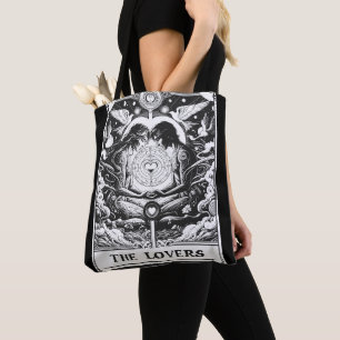 DIE LIEBENDE Tarot Himmliches Paar Schwarz & Weiß Tasche