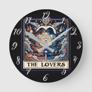 DIE LIEBENDE Tarot Himmlische Frau & Mann Seelenve Runde Wanduhr