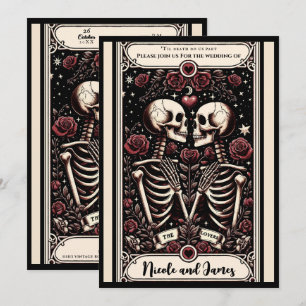 DIE LIEBENDE Tarot Skelett Liebe Rote Rosen Hochze Einladung