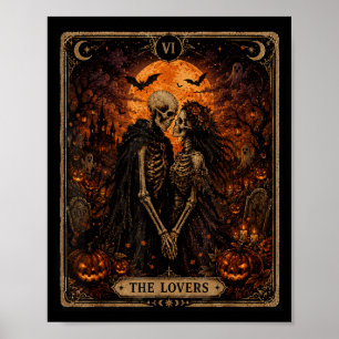 Die Liebenden Halloween Tarotkarte Skelett-Paar Poster
