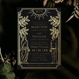 Die Liebenden Mystische Schwarze Gold Tarotkarte H Folieneinladung