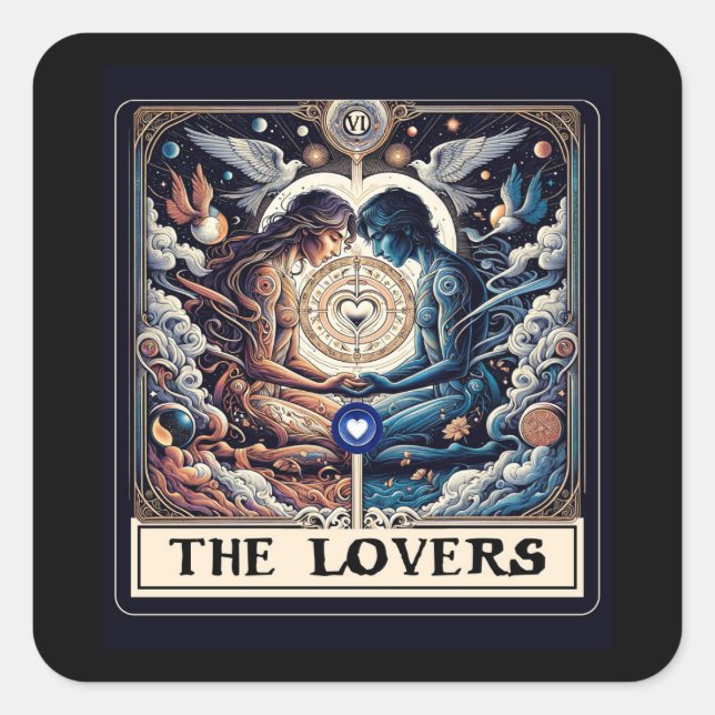 DIE LIEBER Tarot Celestial Man & Woman Seeleute Quadratischer Aufkleber (Vorderseite)