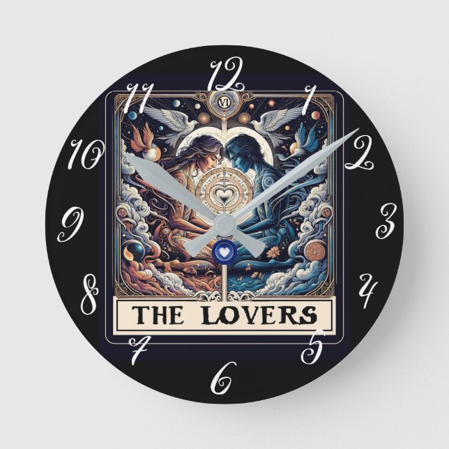 DIE LIEBER Tarot Celestial Man & Woman Seeleute Runde Wanduhr (Vorderseite)
