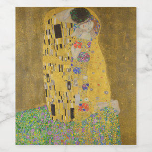Die Liebhaber, sich küssend, von Gustav Klimt Weinetikett