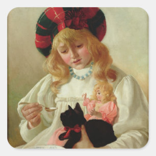Die Lieblinge, 1895 (Öl auf Leinwand) Quadratischer Aufkleber