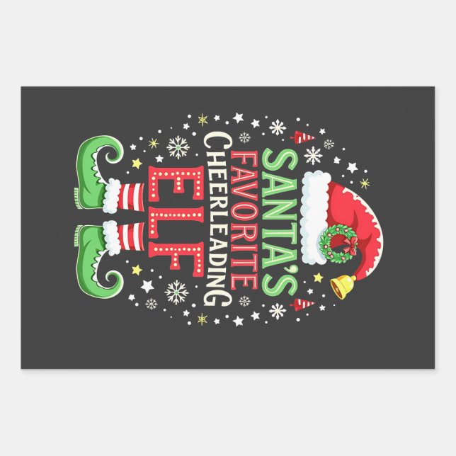 Die Lieblingselfenfamilie des Weihnachtsmanns pass Geschenkpapier Set (Vorderseite)