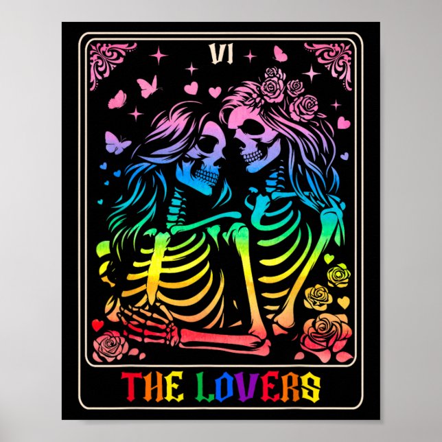 Die Lieblingskarte Goth Kissing Lesbian Skeleto Poster (Vorne)
