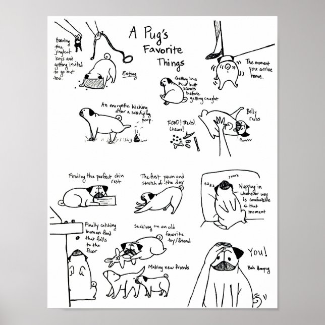 Die Lieblingssachen eines Mops Poster (Vorne)