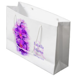 Die lila Orchideengeschenktüte des Brautbummels Große Geschenktüte