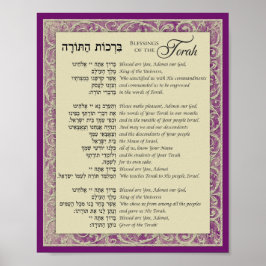 Die Lila Segnungen der Thora Hebräisch und Englisc Poster